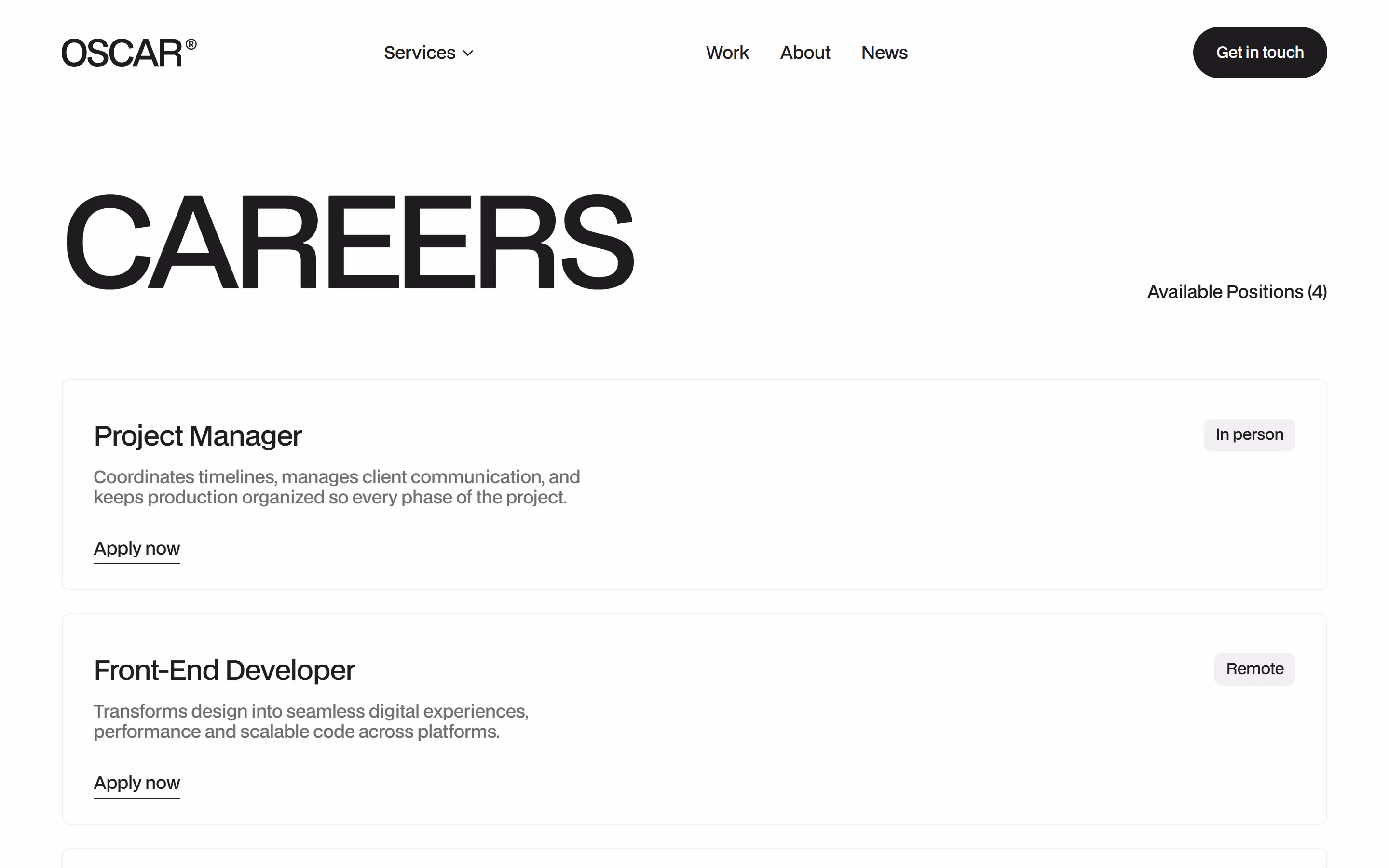 Oscar Webflow Template Careers