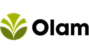 Green and lime stylized leaf emblem next to the word 'Olam' in black text.