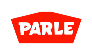 Parle brand logo with bold black text on a red trapezoidal background.