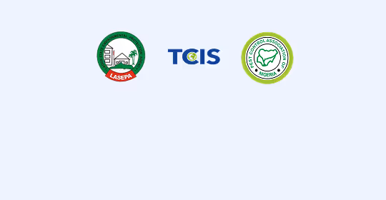 Logos of LASEPA, TCIS, and Pest Control Association Nigeria displayed on a light background.