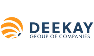 Deekay Group of Companies logo with orange and black spherical design.