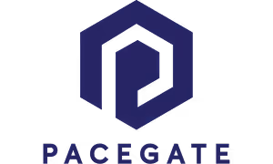 Pacegate logo with stylized hexagon and letter P above the word PACEGATE.