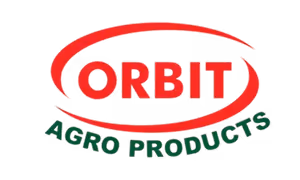 Orbit Agro Products logo with red text orbit and green text agro products.