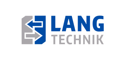 Logo von LANG TECHNIK mit stilisiertem grauen und blauem Symbol links.