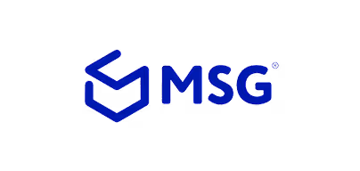 Logo mit den blauen Buchstaben MSG und einem stilisierten Symbol links davon.