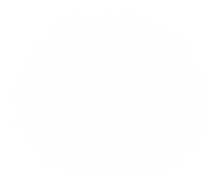 Abstrakte Darstellung eines Gesichts in Schwarz-Weiß mit geometrischen Rastermustern in einem kreisförmigen Bereich.