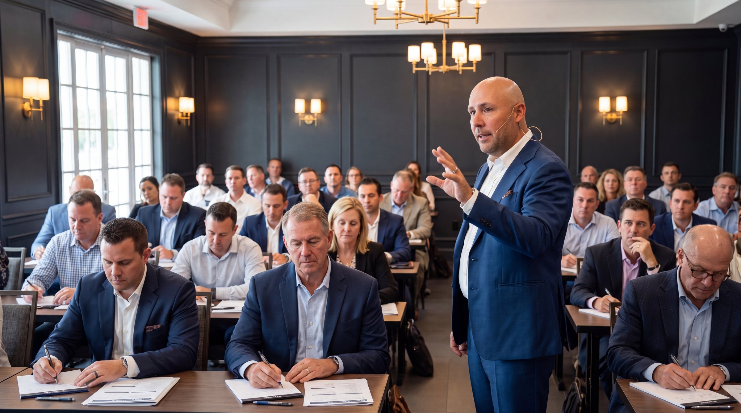 Edward Collins teaching a packed room of business owners at the Five-Figure Tax Reduction Boot Camp