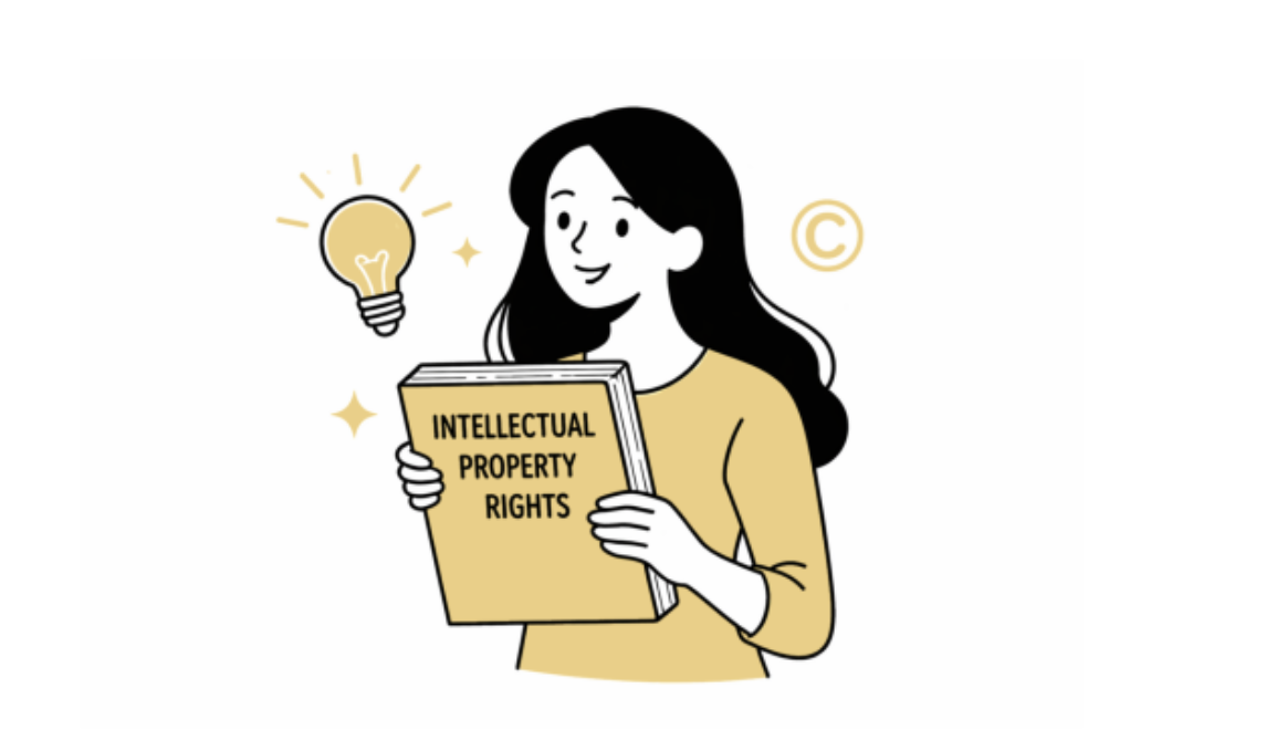 Illustration of a person getting an idea, with them pointing to a lightbulb