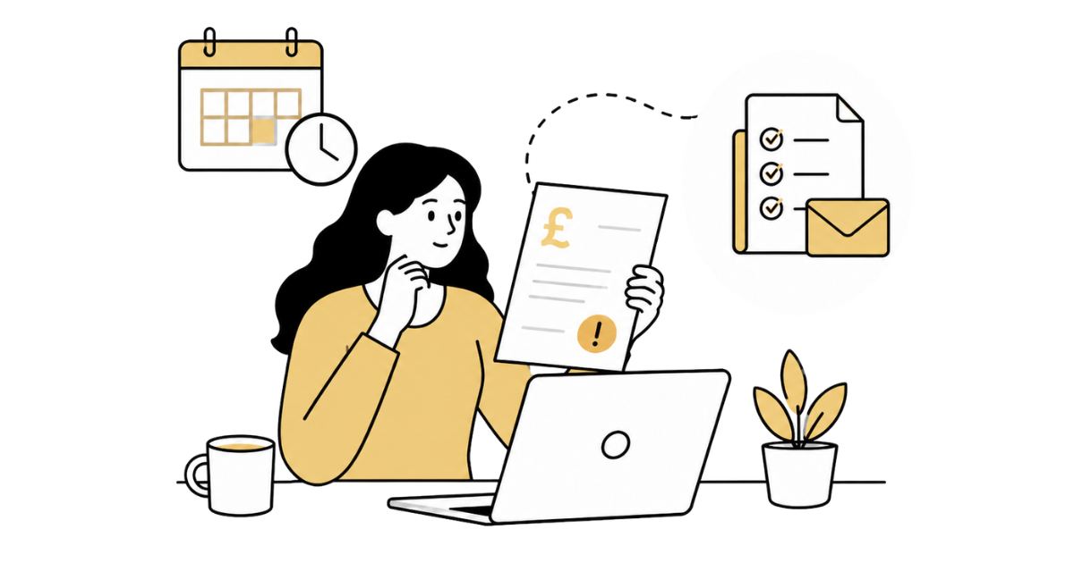 Illustration of a person getting an idea, with them pointing to a lightbulb