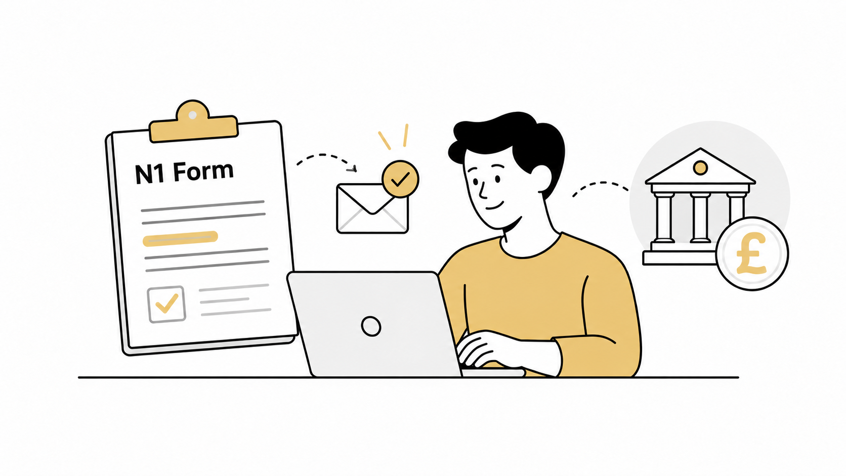 Illustration of a person getting an idea, with them pointing to a lightbulb