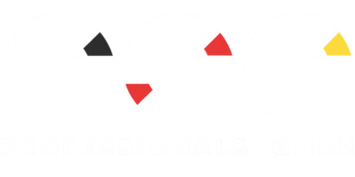Logo mit den Buchstaben GSG in Weiß, mit farblichen Akzenten in Schwarz, Rot und Gelb, darunter der Text Professionals GmbH.