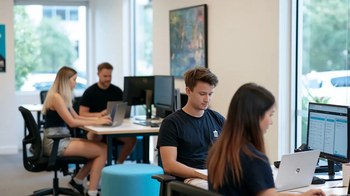 Elscomm support team working together in the North Sydney office
