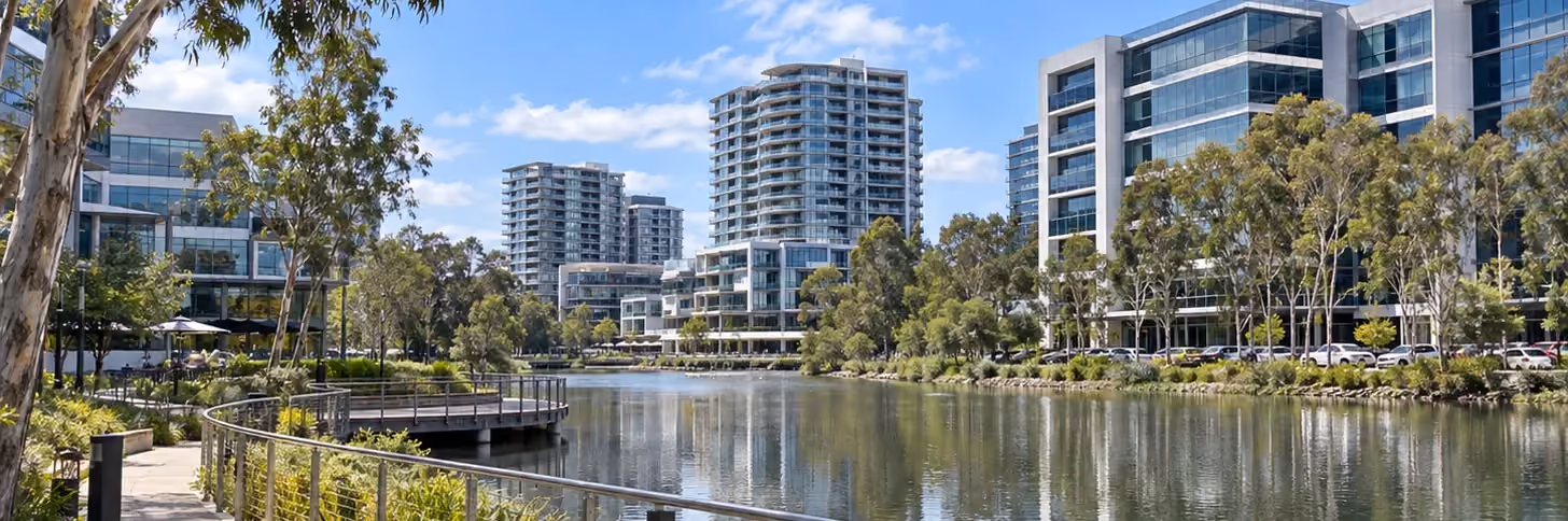 Norwest Business Park offices beside the lake, where Elscomm provides managed IT services