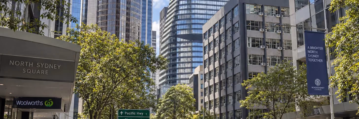 Miller Street in the North Sydney CBD near North Sydney Square, where Elscomm provides IT support