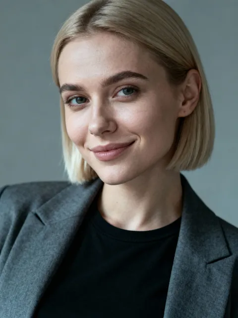 Professional woman portrait with neutral background