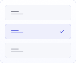 Three rectangular selection boxes with the middle one highlighted in purple and marked with a checkmark.