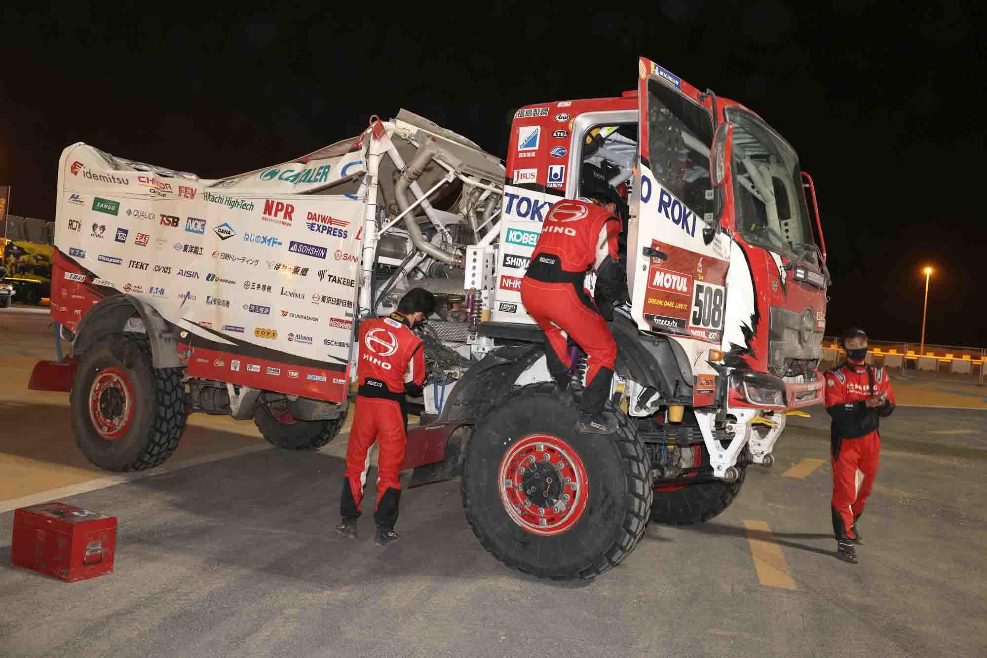 The HINO500 Series truck is back at the bivouac in Riyadh