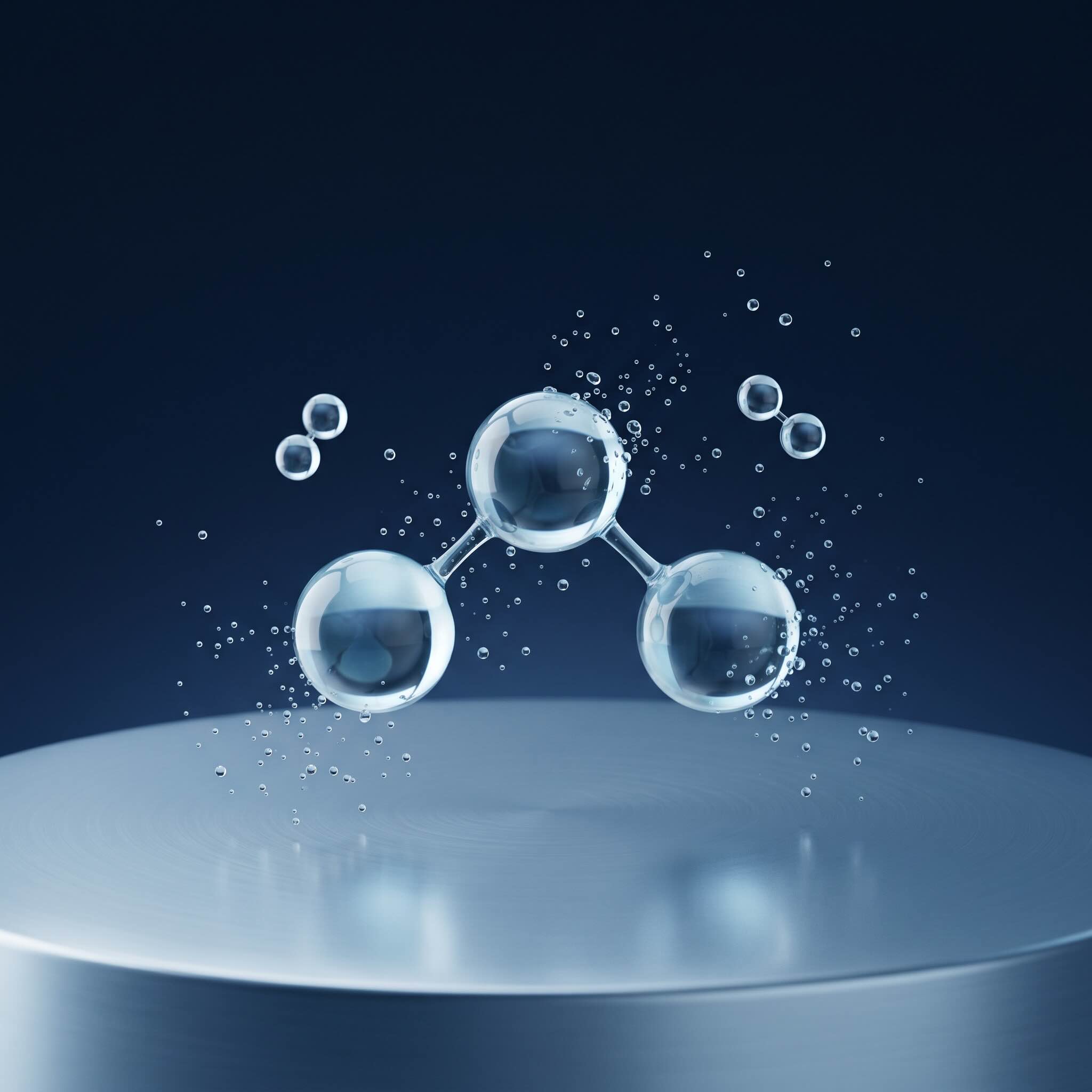 Abstract ozone molecule motif in steel and navy tones