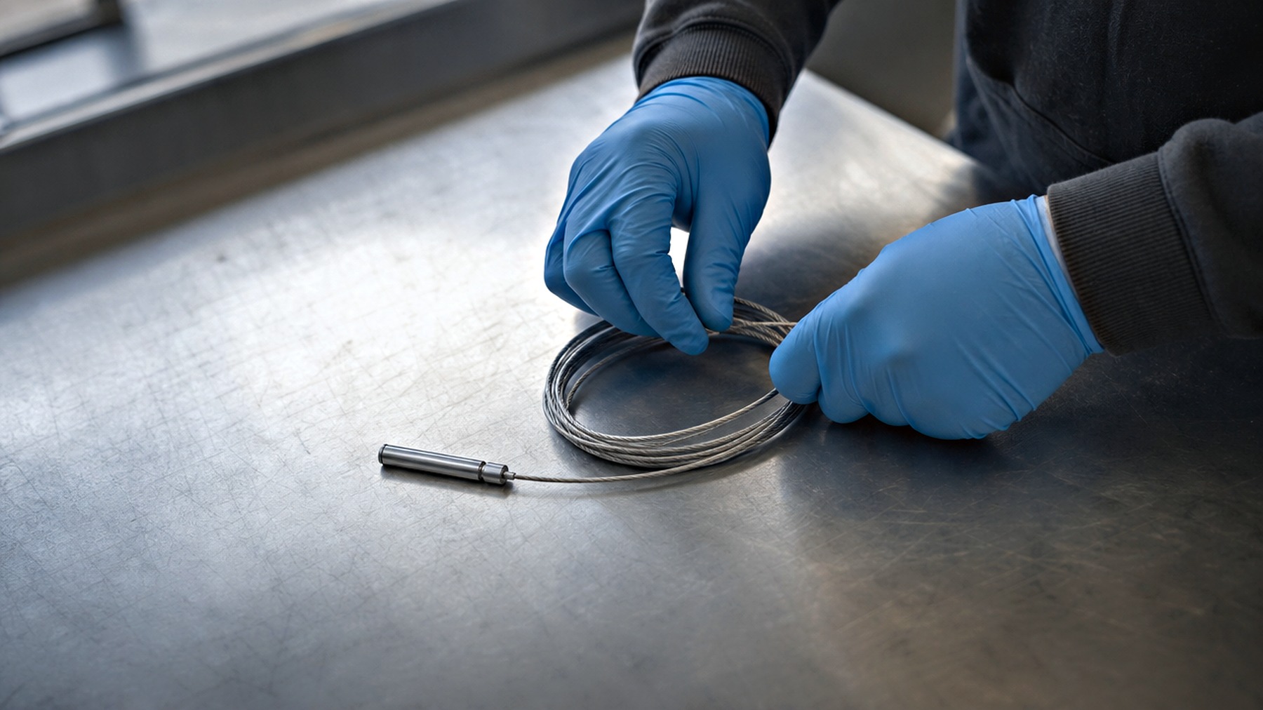Technician handling a calibrated temperature probe before a revalidation run