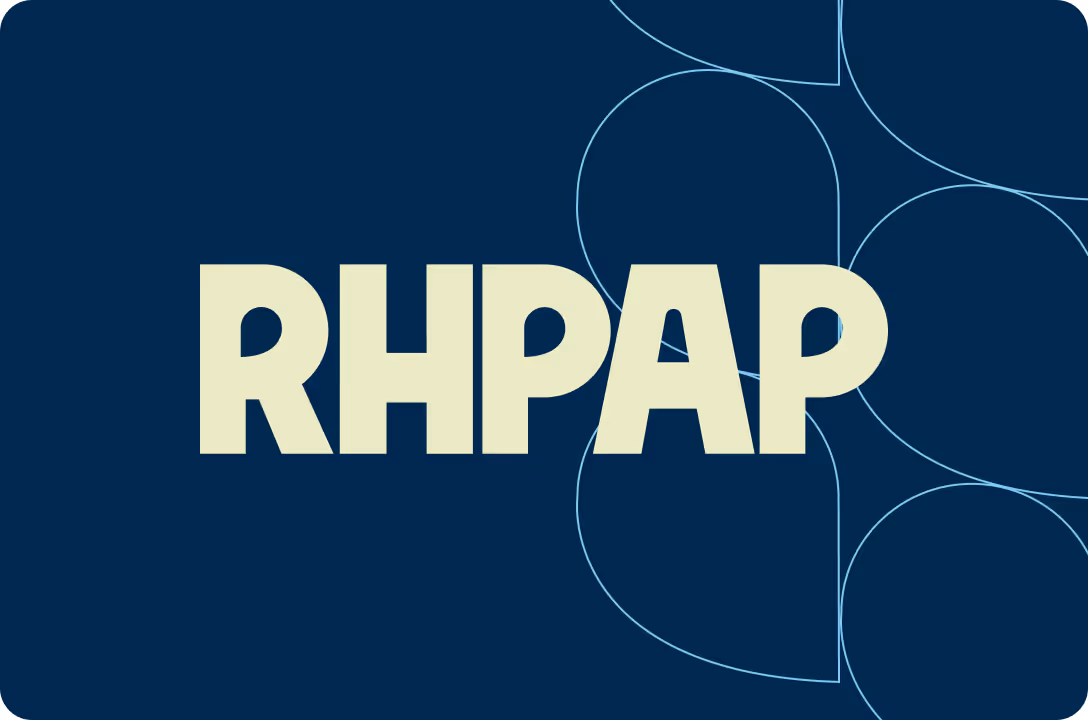 The RHPAP logo overtop a blue background
