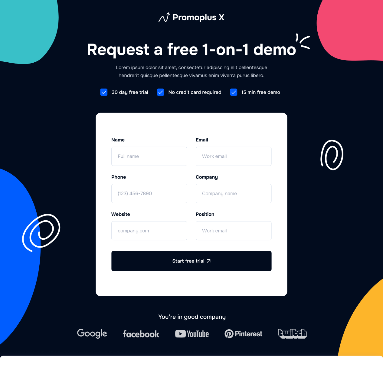 Request a Demo - Promoplus X Webflow Template