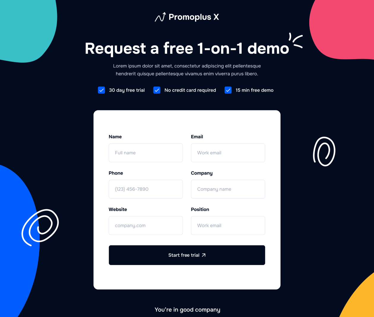Request a Demo - Promoplus X Webflow Template