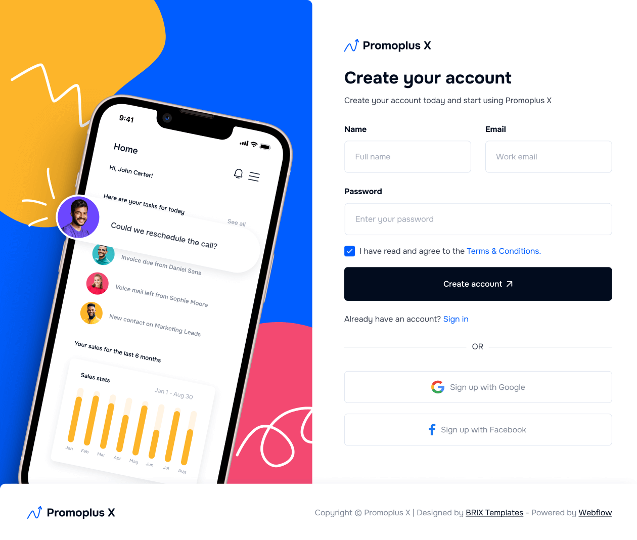 Sign Up - Promoplus X Webflow Template