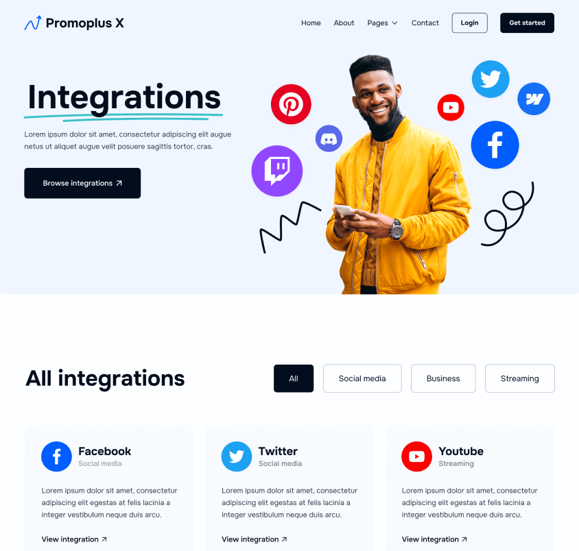 Integrations - Promoplus X Webflow Tempalte