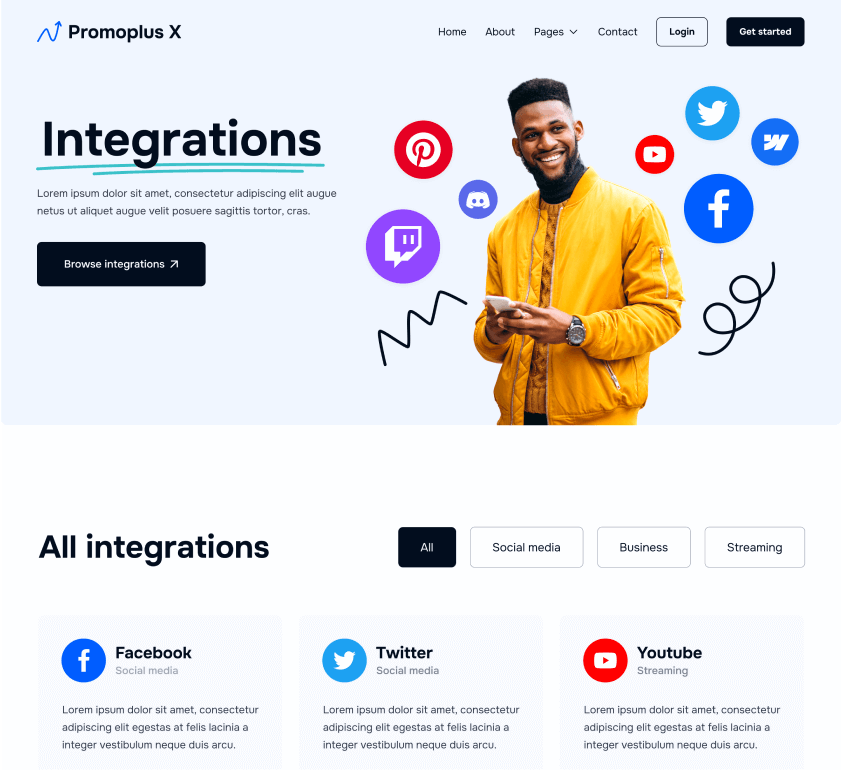 Integrations - Promoplus X Webflow Tempalte