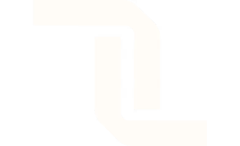 Abstract geometric shape formed by two thick white lines with rounded corners on a black background.