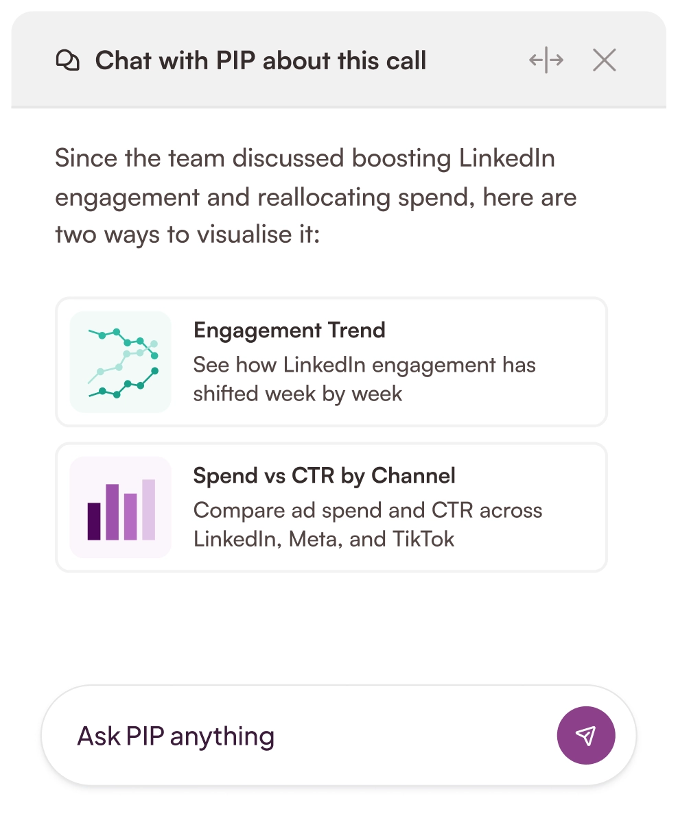 Screenshot of PIP AI UI.