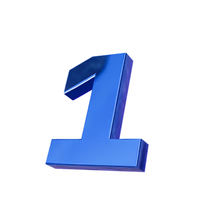 Three-dimensional blue number 1 on a black background.