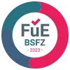FuE BSFZ 2023 logo with a circular progress design in teal, blue, and pink.