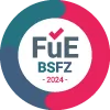 FUE BSEF 2024 logo with blue and red circular design and checkmark above text.