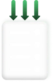 Drei grüne Pfeile zeigen auf eine weiße Tabelle mit Linien auf hellem Hintergrund.