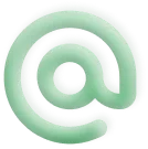 Grünes, schattiertes E-Mail-Symbol mit einem Kreis und einem At-Zeichen.