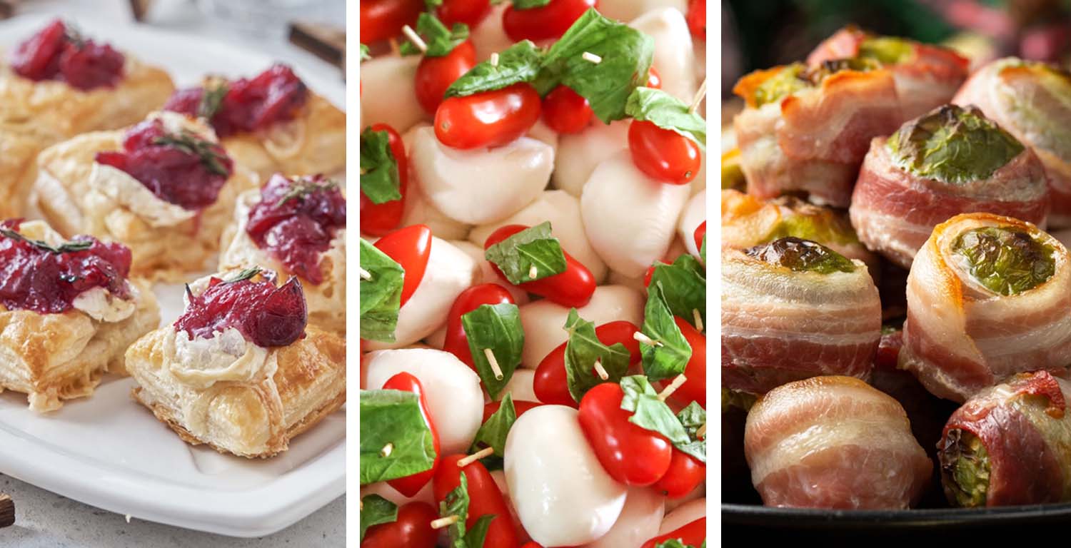 An array of holiday appetizers.