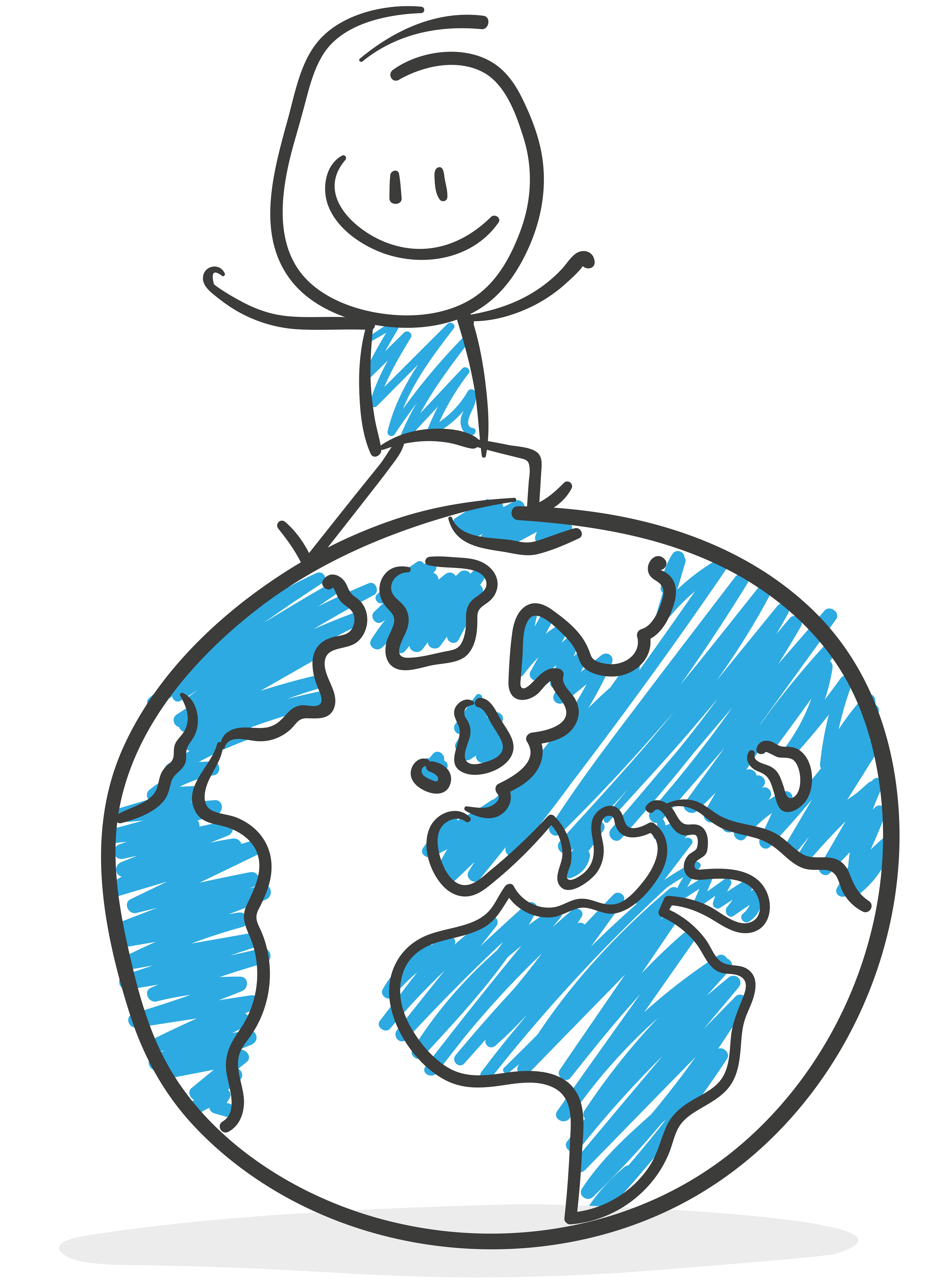 International participant sitting on a globe