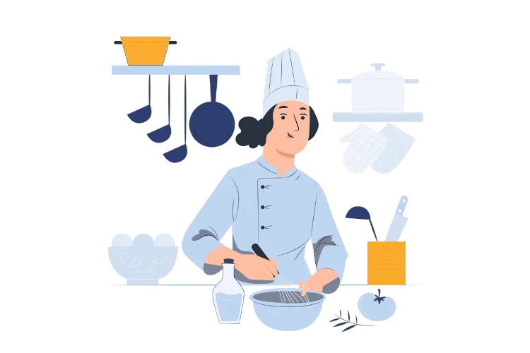 Illustration einer Saisonkraft im Gastgewerbe