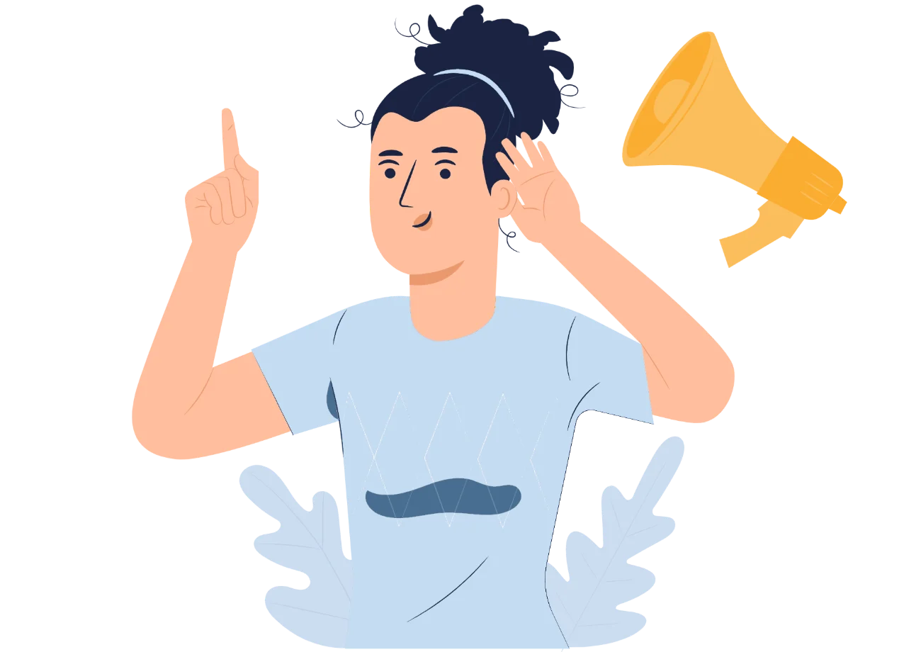 Illustration einer aufmerksam zuhörenden Person