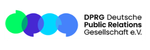 Logo of DPRG Deutsche Public Relations Gesellschaft e.V. featuring overlapping circles in green, purple, cyan, and blue.