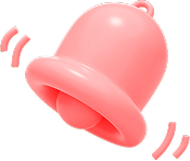 Red notification bell icon with two sound waves on the left side.