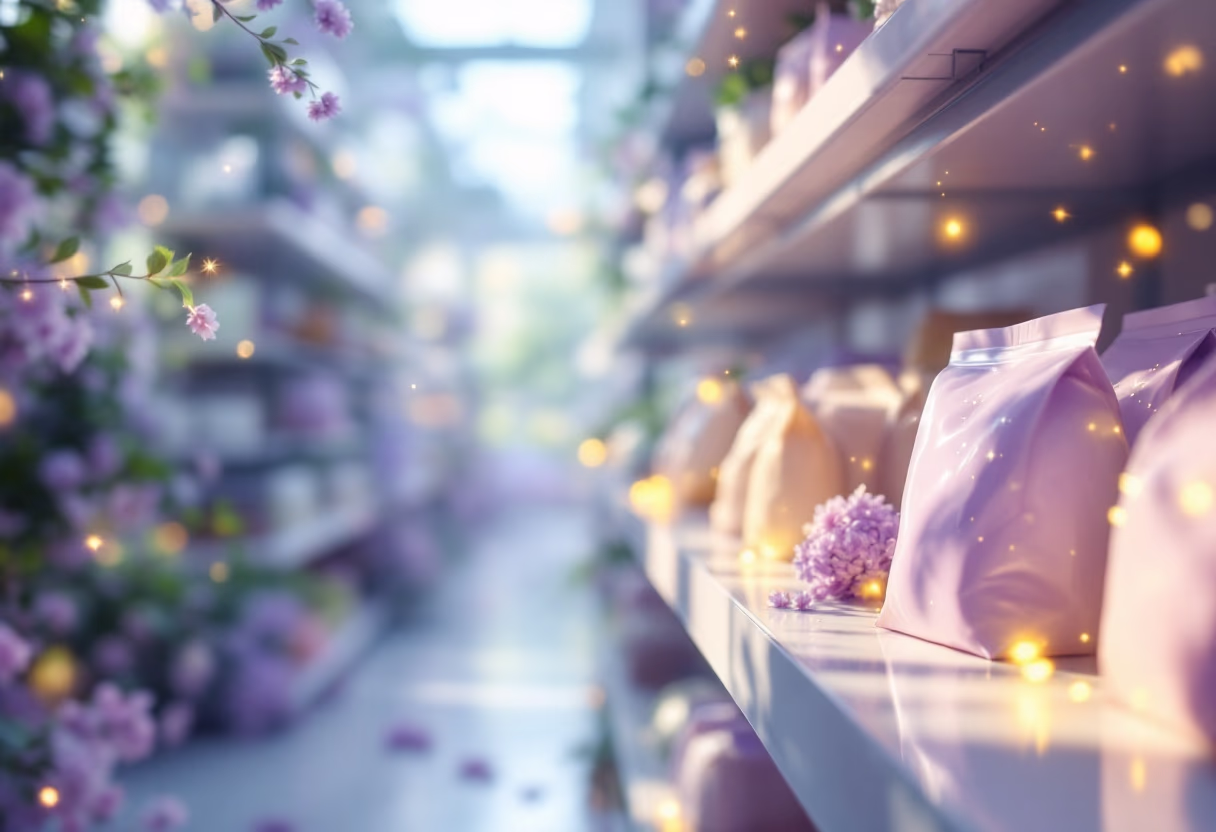 image of packaged goods shelf (for a grocery store)