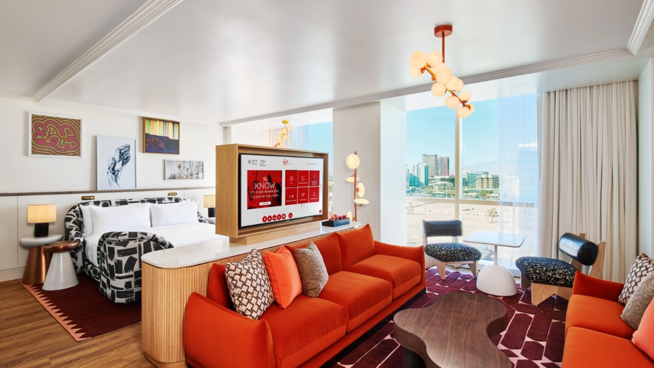 Ruby King Corner Chamber Suite at Virgin Hotels Las Vegas