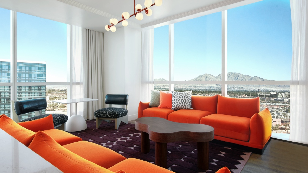 Ruby King Corner Chamber Suite at Virgin Hotels Las Vegas