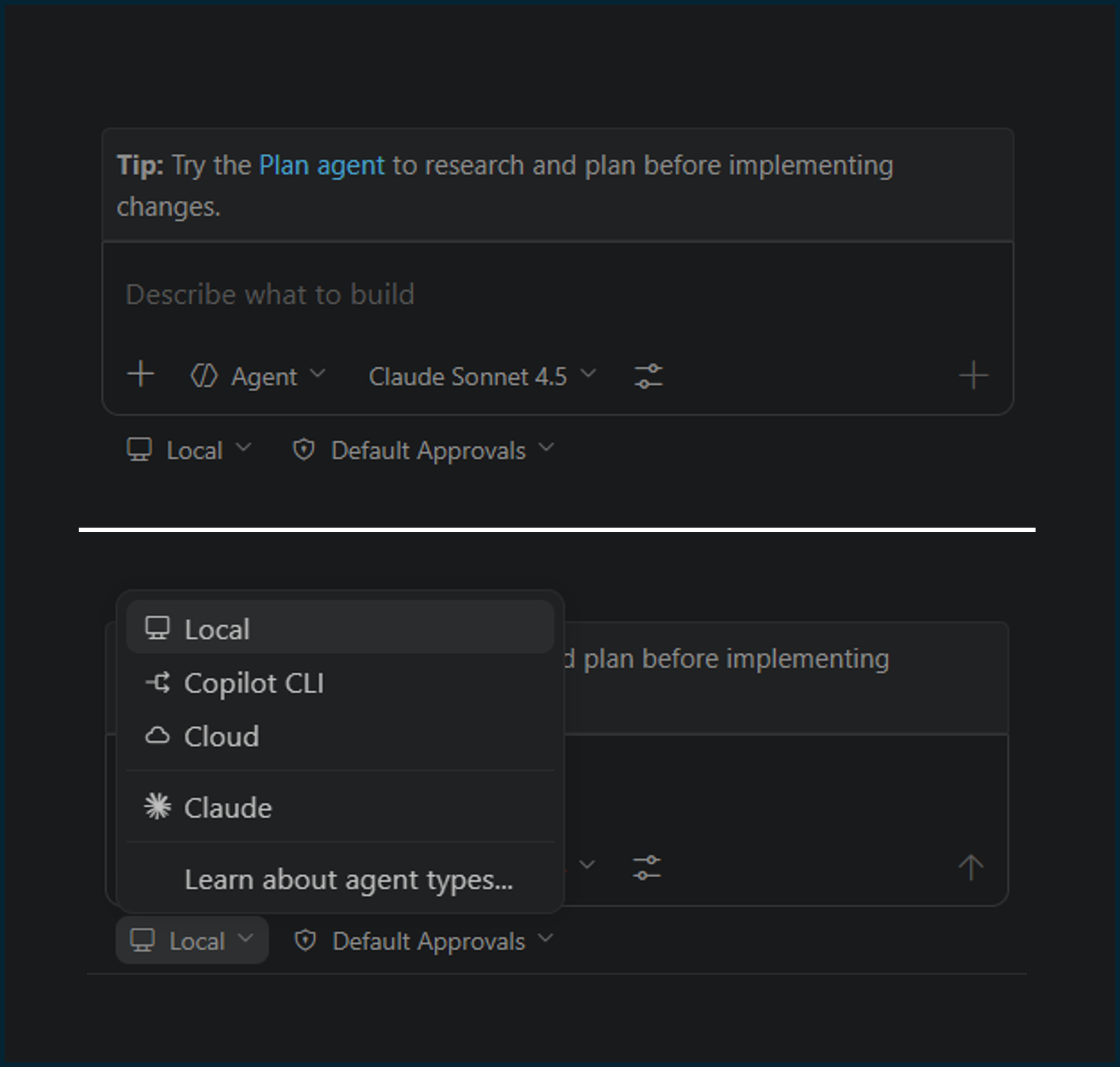 Claude Code agent selection in VS Code