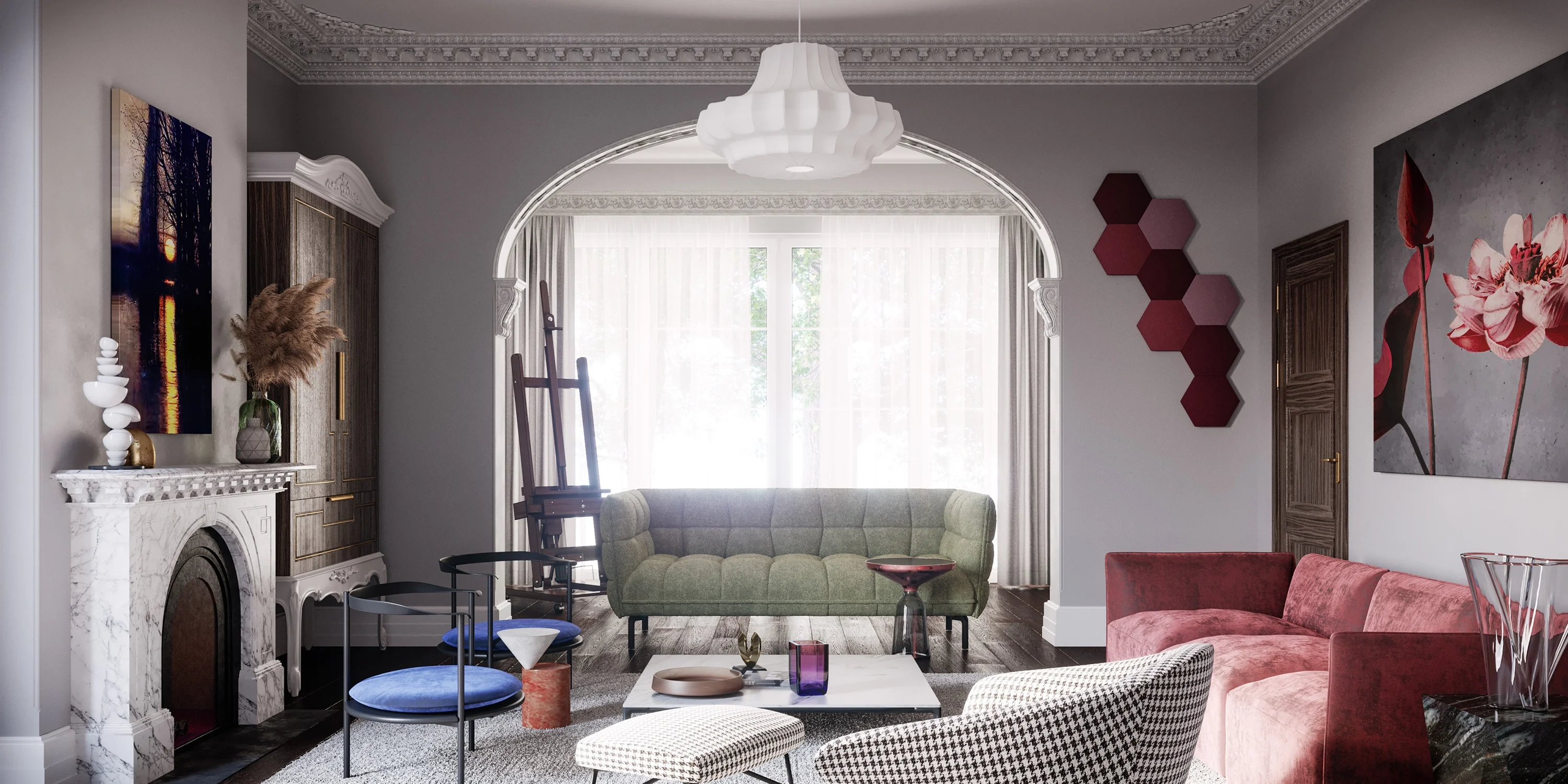 a person sitting on a rock with a dog