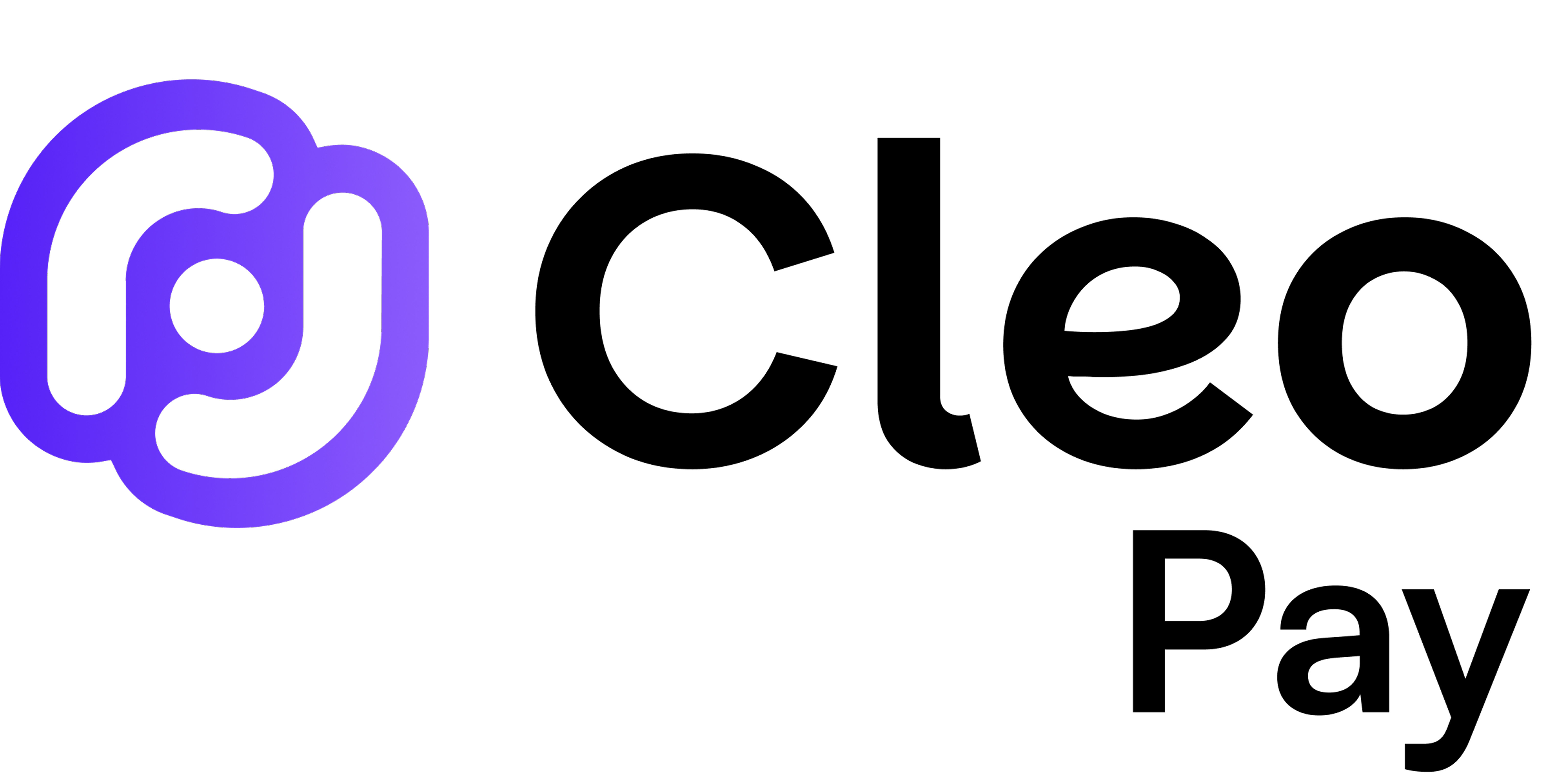 Cleo Pay logo with a stylized purple icon and black text.