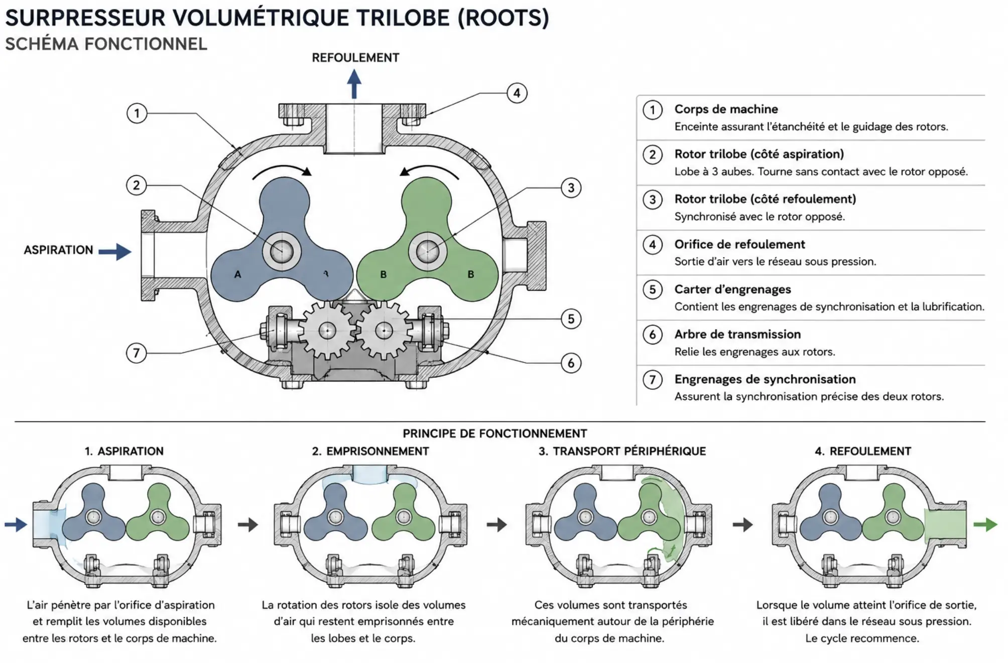 surpresseur volumerique trilobe shéma