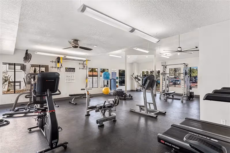 gym with ellipticals and treadmills 
